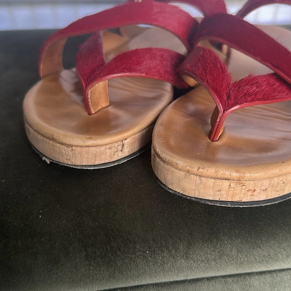 Chloe deep red pony hair sandals size 36